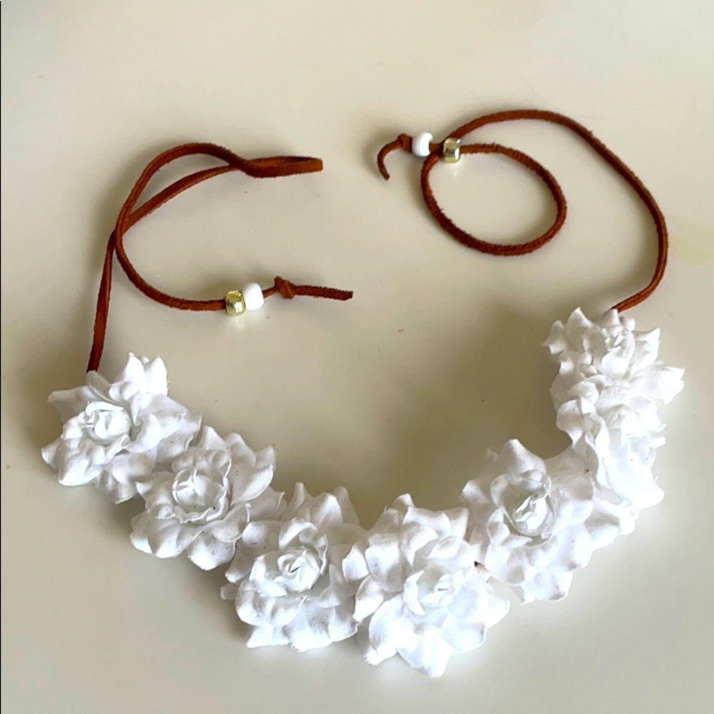 White flower boho headband